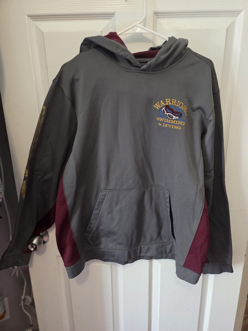 Gray & Maroon Hooded Sweatshirt - Swimming & Diving